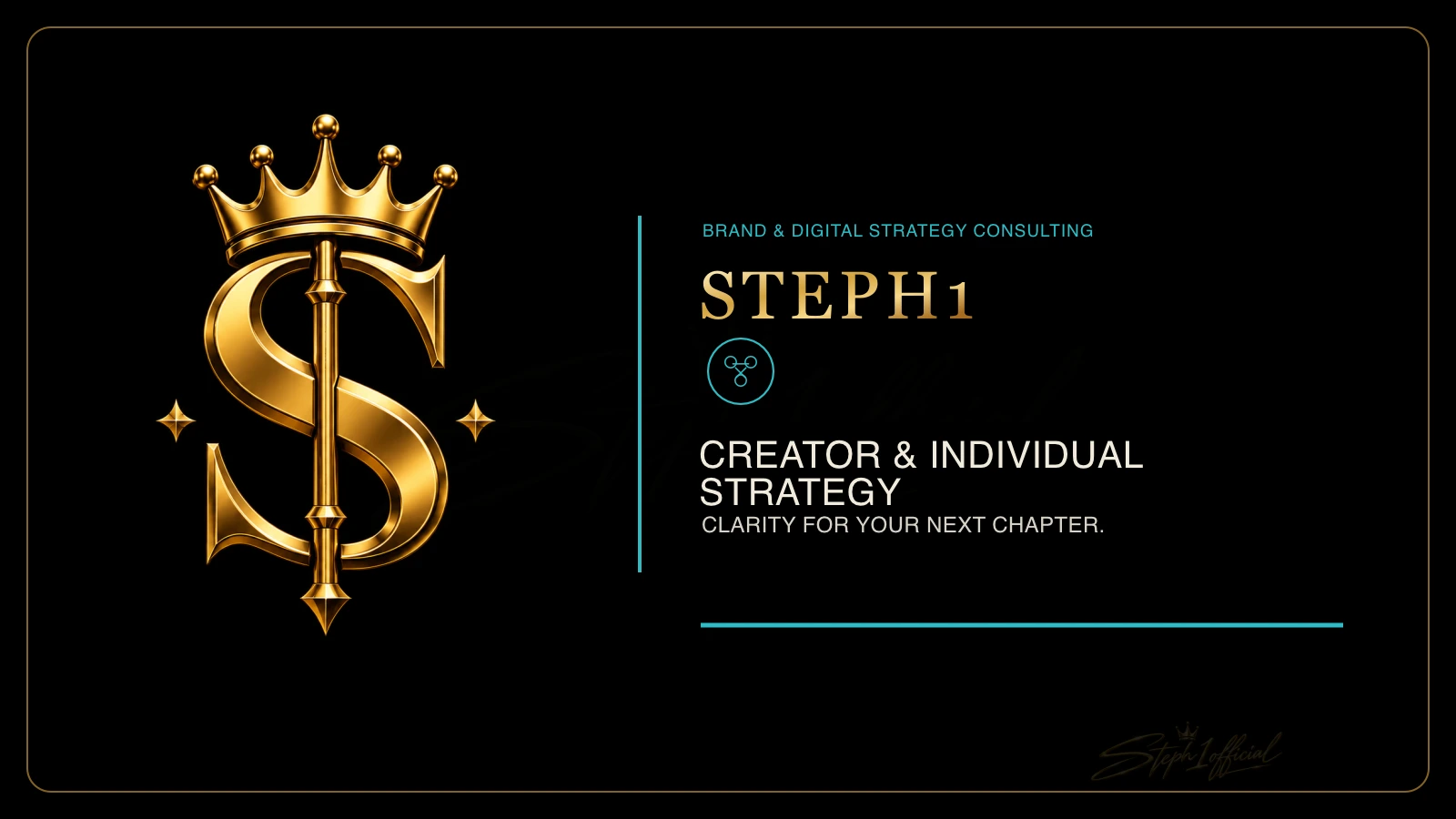Creator & Individual Strategy with the Steph1official crowned gold emblem and cyan accents